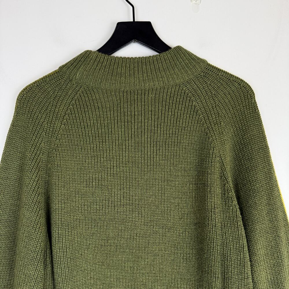 Velvet by Graham & Spencer Teagan Mock Neck Sweater Wool Green Yellow Stripe - L - Picture 7 of 9